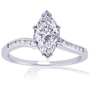 90 Ct Marquise Cut Petite Diamond Engagement Ring Channel Set 14K 
