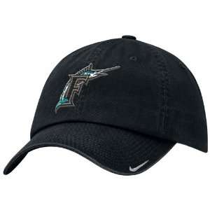  Nike Florida Marlins Black Stadium Adjustable Hat: Sports 
