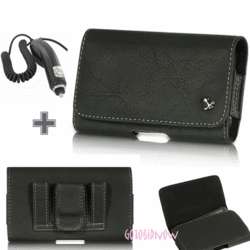 for LG Spectrum LUXURY BLACK LEATHER PROTECTIVE POUCH PHONE CASE+CAR 