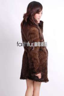 Length Knitted Mink Fur Long Coat/Overcoat/Jacket  