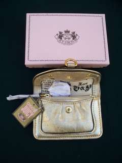 NIB $65 JUICY COUTURE GOLD LEATHER COIN PURSE W/ CROWN 098687358095 