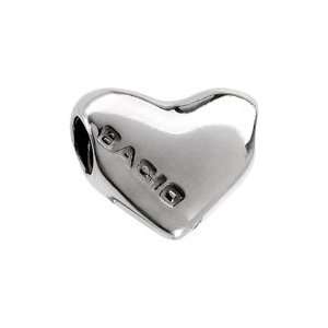 Bacio Italian Swarovski Bead Silver Heart Charm. Compatible with 