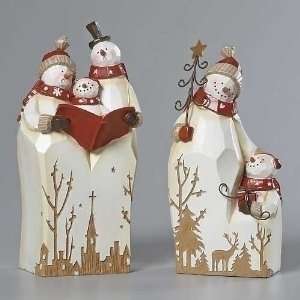 Set of 4 Snowman Carolers Figures Christmas Decorations:  