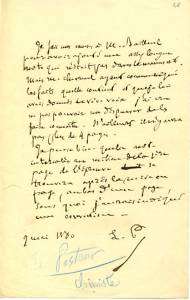 Louis Pasteur Autograph Letter Signed  