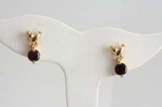 Lindenwold Costume Jewelry 14KT Gold EP Garnet Earrings  