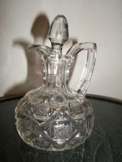 EAPG Clear Pressed Glass Cruet, Hobstar/square, unknown maker  
