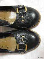 FRANCO SARTO Black Leather Texture Buckle Pumps Shoes 8  