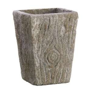  6.3hx4.7wx4.7l Log Pattern Square Cement Pot Antique 