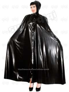 Latex rubber Robe 0.45mm dress catsuit suit cape hoody goth mantle 