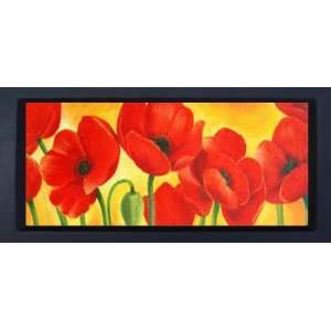 Framed Oil Painting on Canvas   16x32 Poppies:  Home 