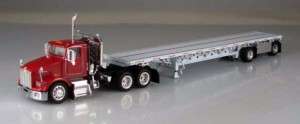 TONKIN RED T800 KENWORTH DAY CAB WITH 48 FLATBED 1/53  
