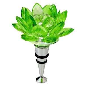  Lotus Cut Green Crystal Candle Holder Winestopper Kitchen 