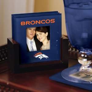 Denver Broncos Art Glass Photo Coaster Set  Kitchen 