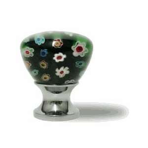   Art Glass Knob   Forest Green w/ Flowers LAK 005 FG