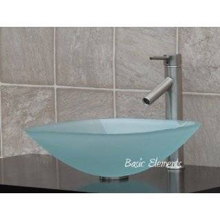   Glass Vessel Sink + Brush Nickel Faucet, Pop Up Drain & Mounting Ring