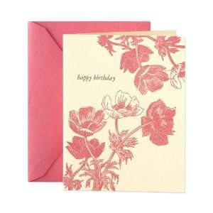  Crane & Co. Letterpress Poppies Birthday Greeting Card 