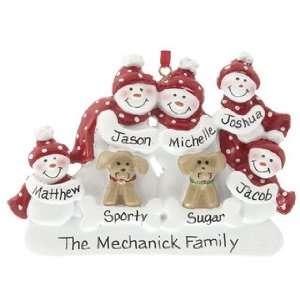   Snowman Family of 3 with 2 Dogs Christmas Ornament: Home & Kitchen