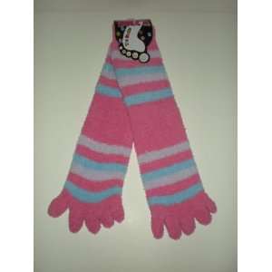  Fuzzy Striped Long Toe Socks (Pink,Lavender,Light Blue 