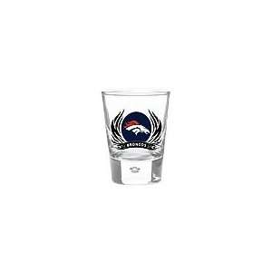  NFL Denver Broncos Shot Glass   Set of 2: Kitchen & Dining