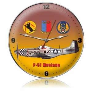    P 51 Mustang Tags Vintage Metal Clock Military