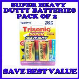  Battery 9V 2 Pack Trisonic Super Heavy Duty Batteries 