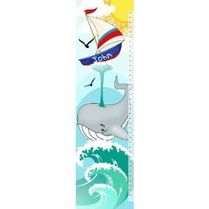   Canvas Growth Chart Cute Whale Ship and Sea Scene: Home & Kitchen