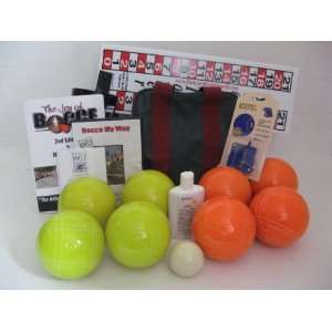  Everything Bocce package   107mm EPCO Yello and Orange balls, Score 