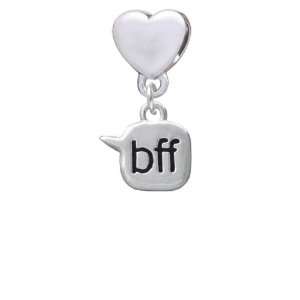 bff   Best Friends Forever   Text Chat European Heart Charm Dangle 