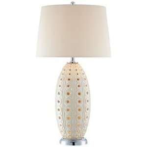  Ceramic Circles White Nightlight Table Lamp: Home 
