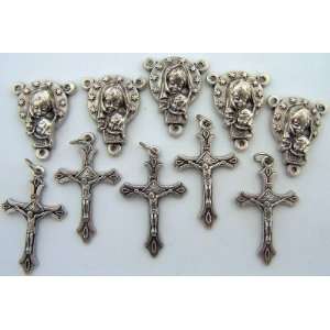 Lot 10 Mary Rosary Center Part Piece Supplies Silver P 