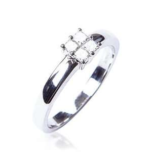   Set Princess Cut Invisable Set Ring in 18ct White Gold, Ring Size 6.5