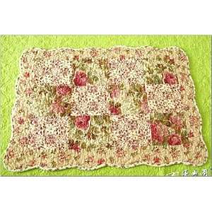  Shabby and Vintage Oval Pink Rose Quilted Rug/bath Mat