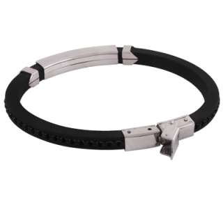 TWO) Stainless Steel Mens Rubber & Bead 8.5 Bracelet  