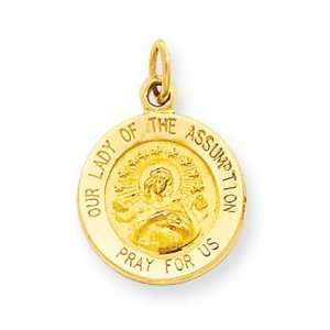    14k Yellow Gold Our Lady Of The Assumption Medal Charm: Jewelry