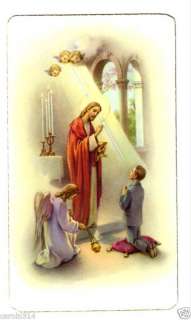 Vintage Catholic Holy Card BoyFirst Holy Communion Jesus 1950 60 Very 