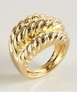 Kenneth Jay Lane gold triple twisted cocktail ring style# 318898601