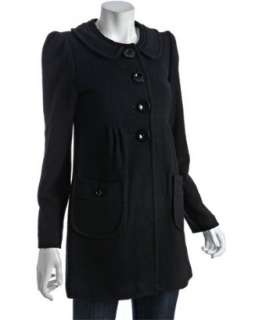Shyla black wool peter pan collar coat  