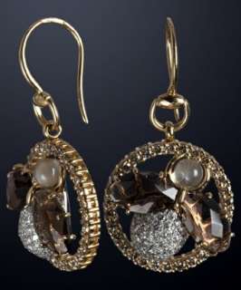 Gucci diamond and quartz fume Flora fly horsebit earrings  BLUEFLY 
