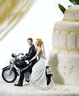 Motorcycle Get away Wedding Couple Figurine Cake Topper