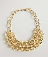 Max gold textured tiered chain link necklace style# 320007501