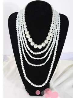 Fashion strand style Imitation Pearl multilayer Necklace  