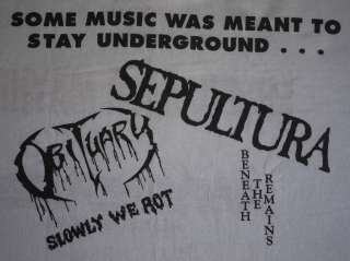   SEPULTURA ANNIHILATOR Vintage 1989 Promo T Shirt   Thrash Death Metal
