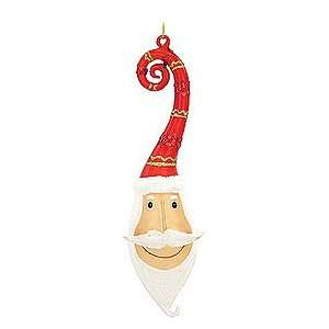  Santa Head With Long Hat Glass Ornament