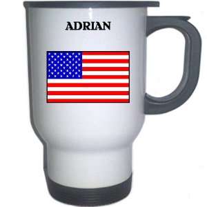  US Flag   Adrian, Michigan (MI) White Stainless Steel Mug 