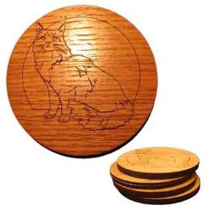  Set of 4 4 inch Maine Coon Cat Coasters: Beauty
