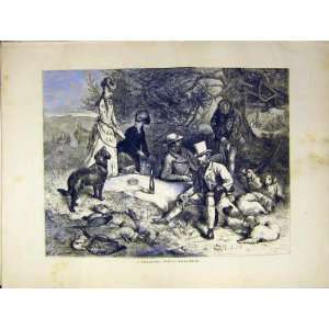 Shooting Party Luncheon Hound Pheasant Game 1871 