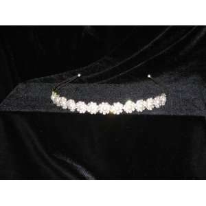 White Pearls Flower Shape Bridal Bridmaid Prom Tiara Hairband Crystal 