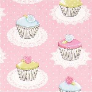  pink Michael Miller fabric with cupcakes dots (Sold in 