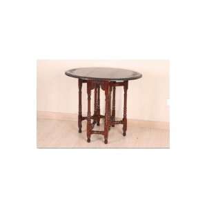    Lauren & Co Carved Wood Oval Fold Out Table