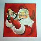     Vintage Hallmark Xmas Greeting Card Santa Holding Sweet Baby Doll